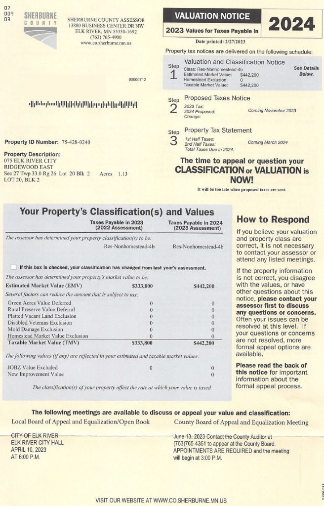 property tax valuation notice